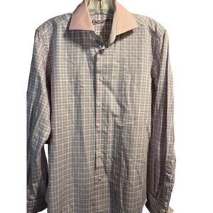 Robert Graham Men’s M 15.5 39 Pink Check Long Sleeve Button Down Cotton Shirt